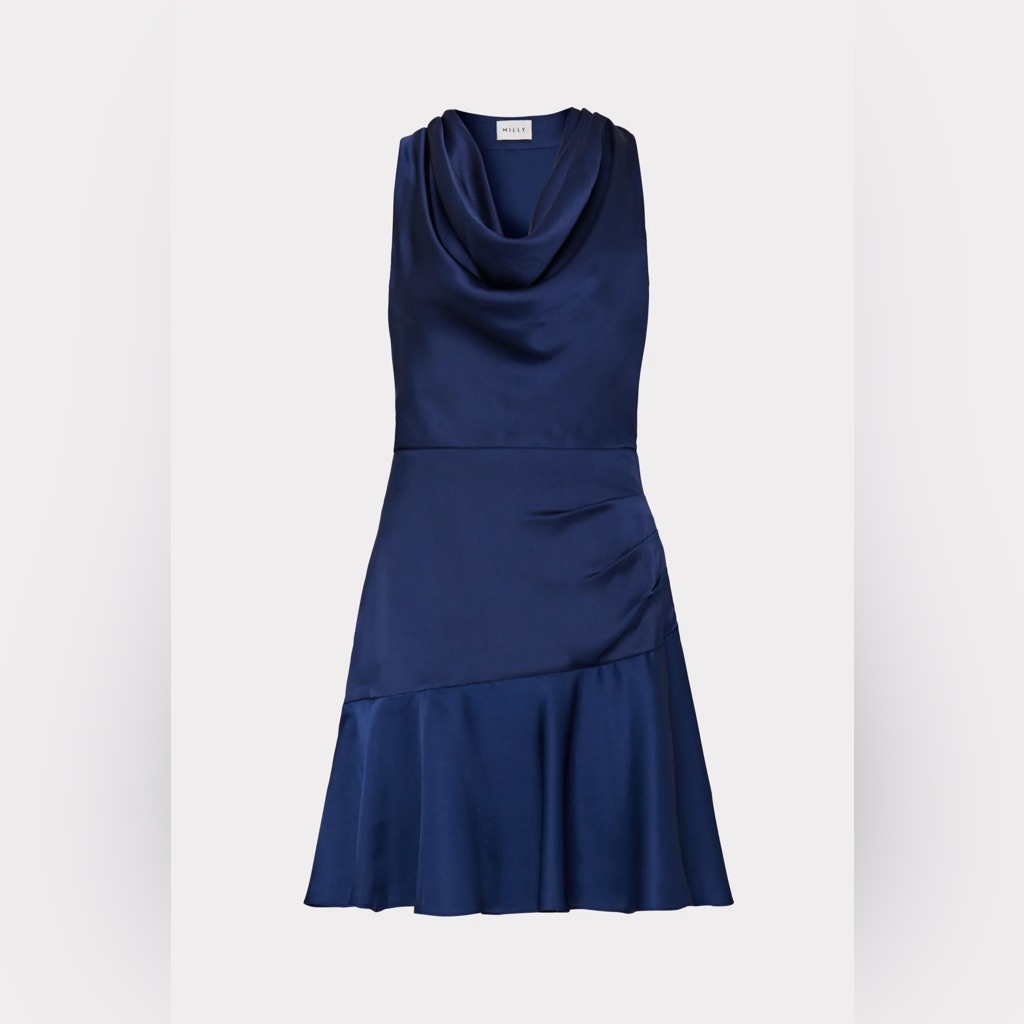 Milly Satin Nia Cowl Neck Dress